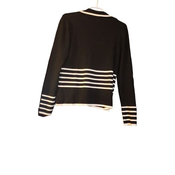 Vintage DESIGN HISTORY Black SILK Blend Knit Collared Cardigan Sweater Jacket‎ L - Picture 2 of 15